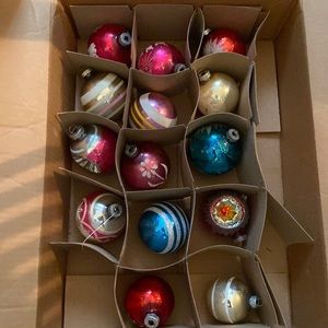 Vintage Christmas Ornaments. Lot of 14 larger and 22 smaller bulbs.